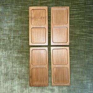 Bamboo Sushi Condiment Square Tray Set Of 4 Soy Sauce Asian